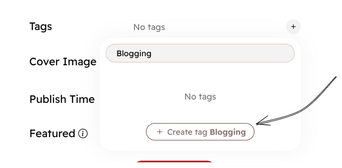 Create a tag in the post editor